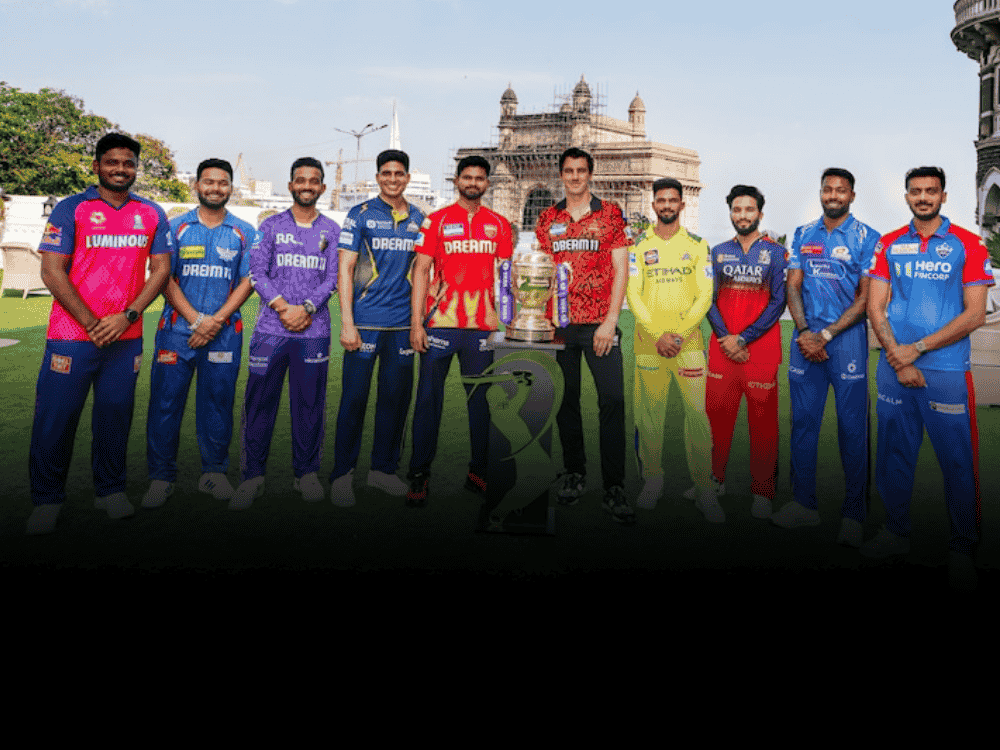 A Poster showing the captain of all the IPL teams with the IPL 2025 trophy, which is going to be start again from May 17.