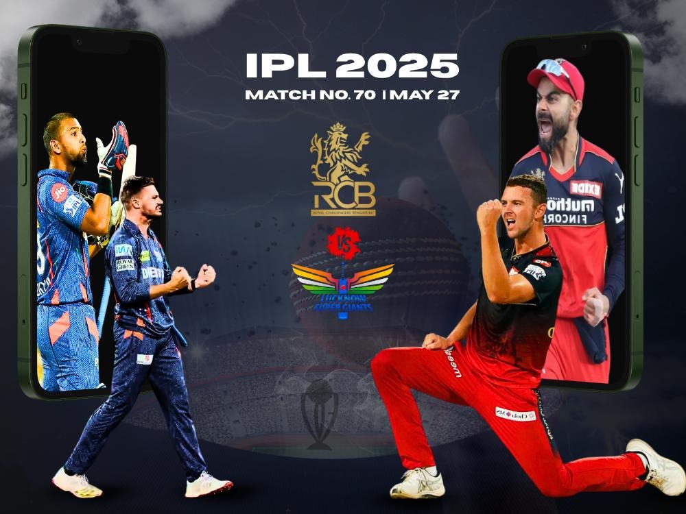 Today match prediction IPL 2025 Match 70: Royal Challengers Bengaluru vs Lucknow Super Giants on May 27 with their respective star players