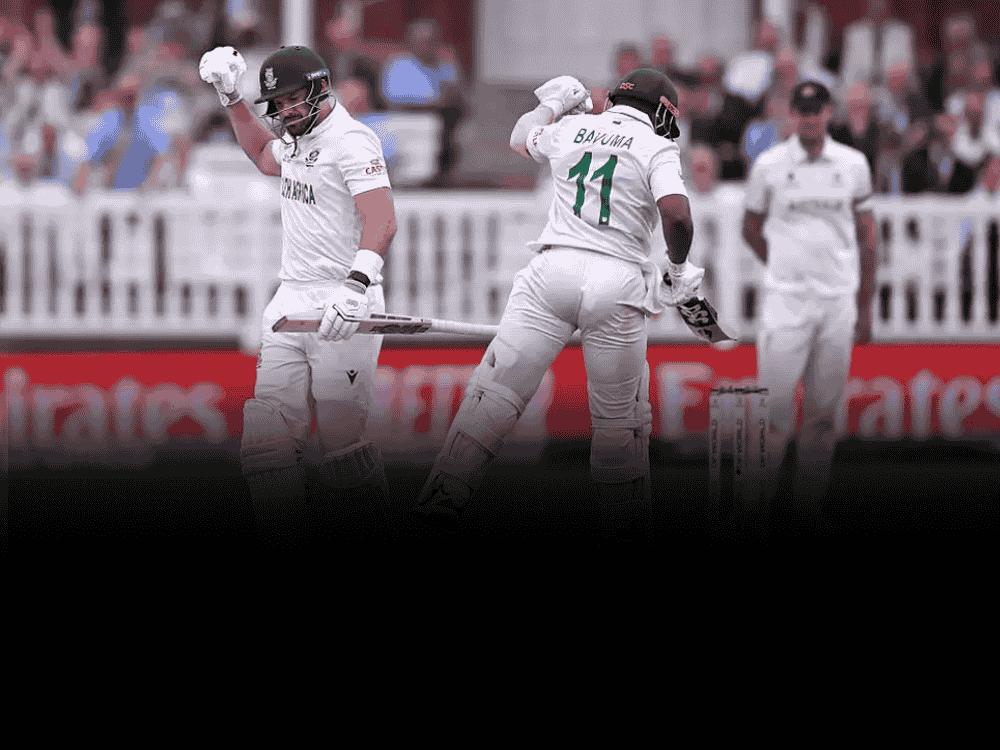 South Africa Player's Bavuma and Markram celebrating after winning the ICC World Test Championship, a major ICC title in 27 years.